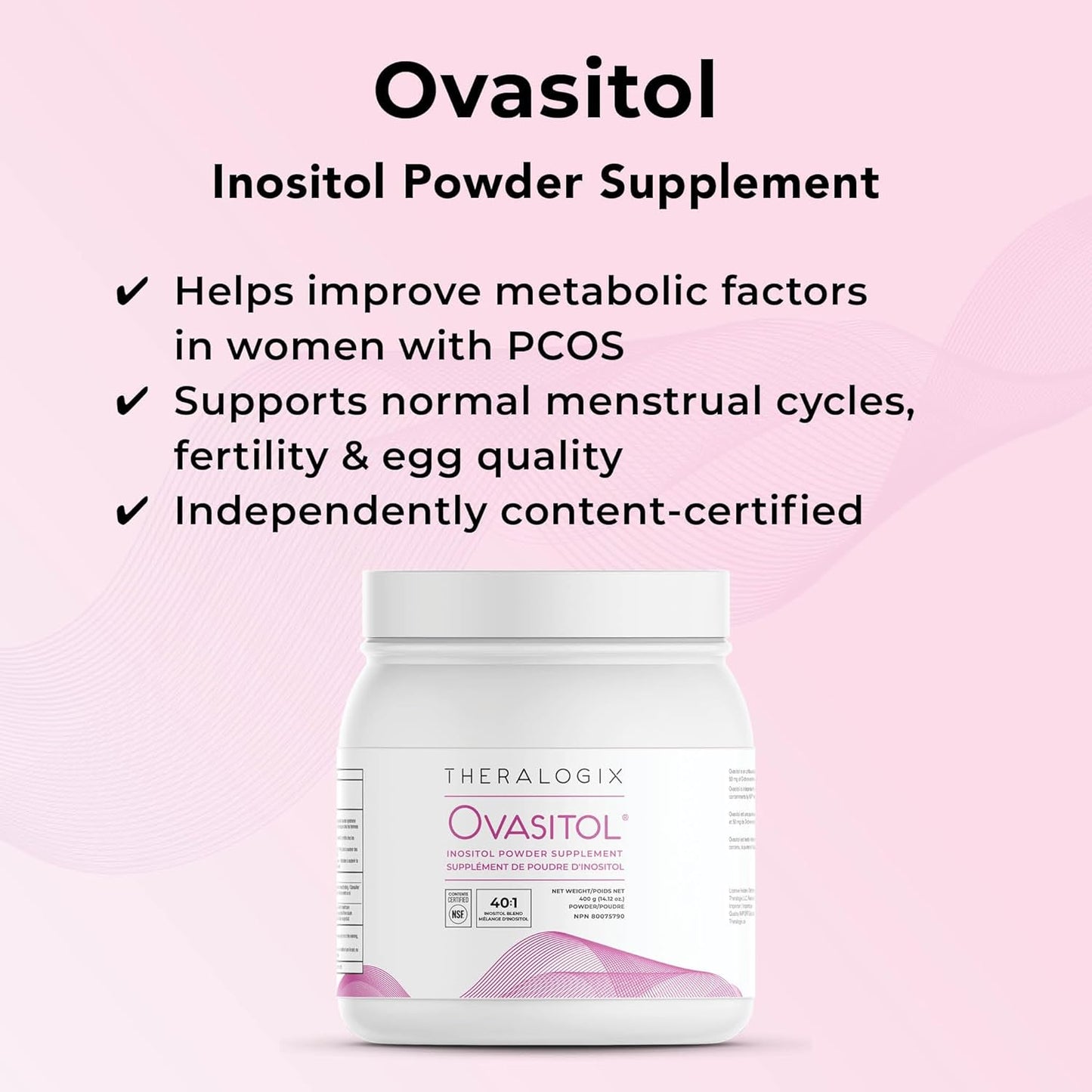 Myo-Inositol & D-Chiro Inositol Powder for PCOS - 90 Day Supply - Optimal 40:1 Ratio - Fertility & Menstrual Health for Women